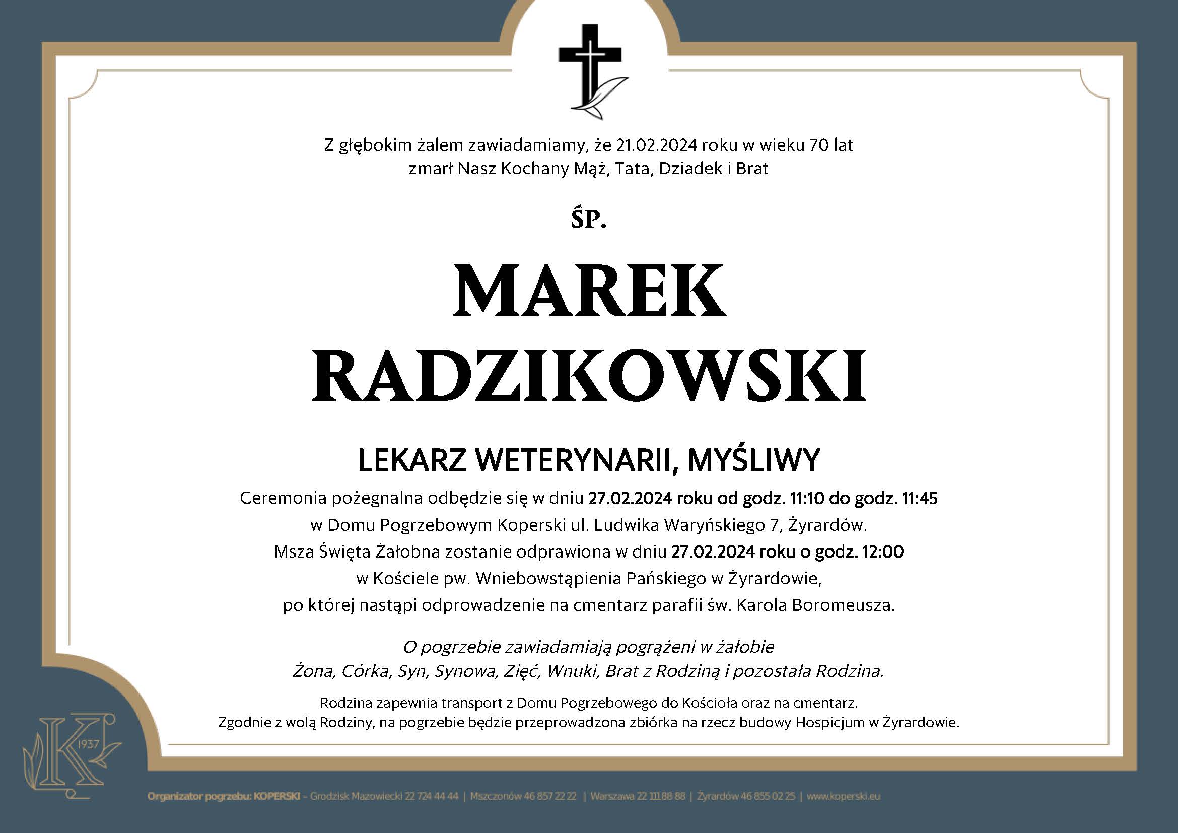 Lek. wet. Marek Radzikowski - nekrolog