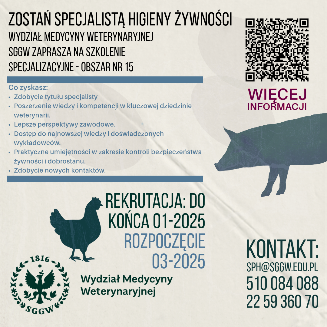 Zostań specjalistą w dziedzinie higieny zwierząt rzeźnych i żywności pochodzenia zwierzęcego!